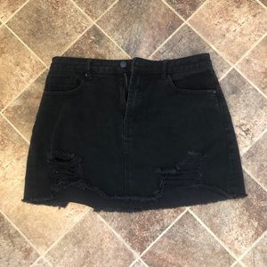 Ripped black jean skirt